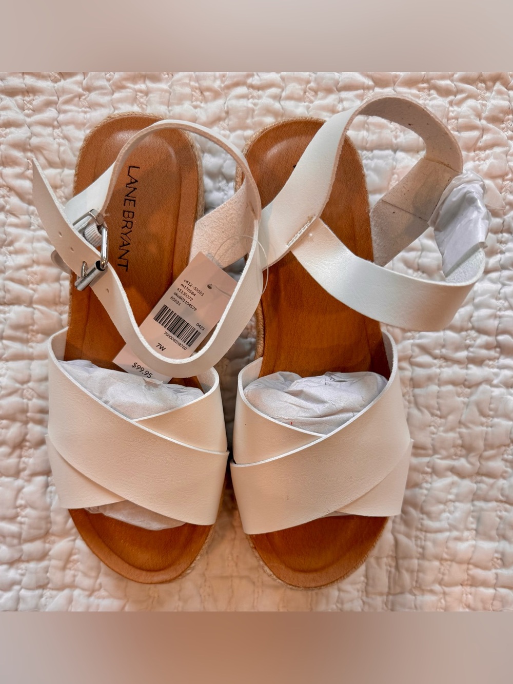 Lane Bryant White Crisscross Strap Ankle Sandals 7W